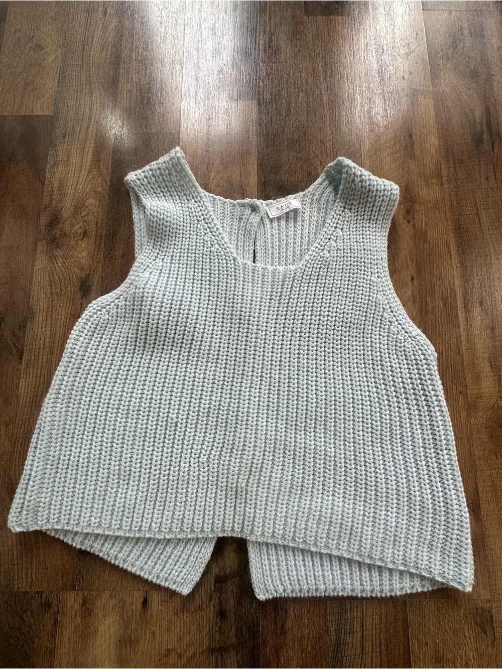 Sage Soft Pale Blue Ribbed Knit Tank Top